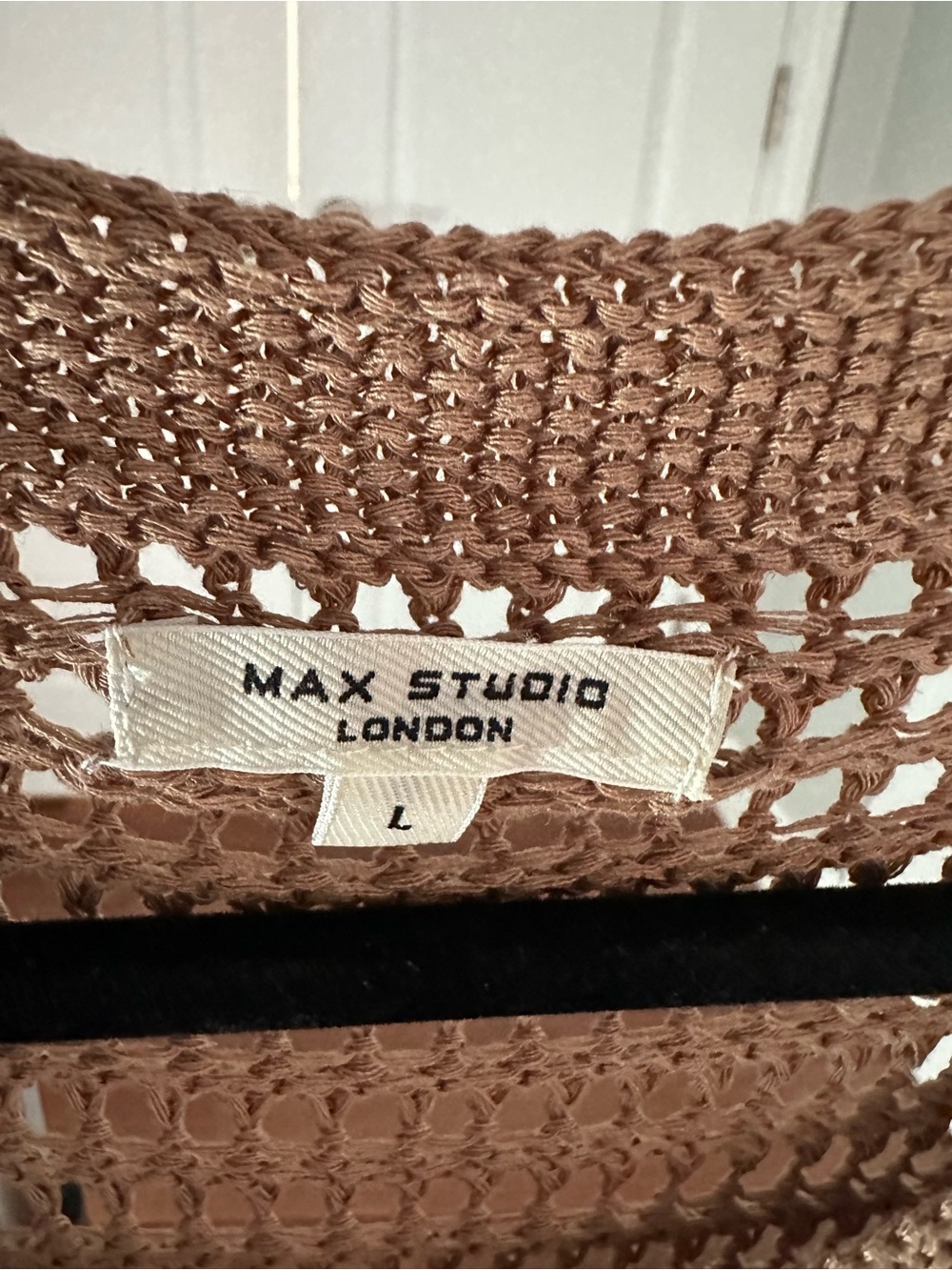 Max Studio Open-Knit Scoop Neck Sweater in Tan - Picture 2 of 4
